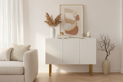 Modern Pinstripe Sideboard - Rich Interior Scene