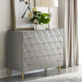 3-Drawer Console Cabinet with Decorative Panel – Metallic Silver & Champagne