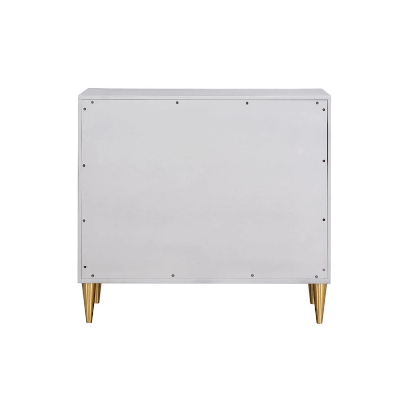 3-Drawer Console Cabinet with Decorative Panel – Metallic Silver & Champagne