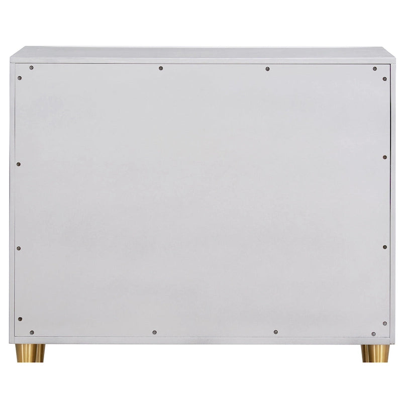 3-Drawer Console Cabinet with Decorative Panel – Metallic Silver & Champagne