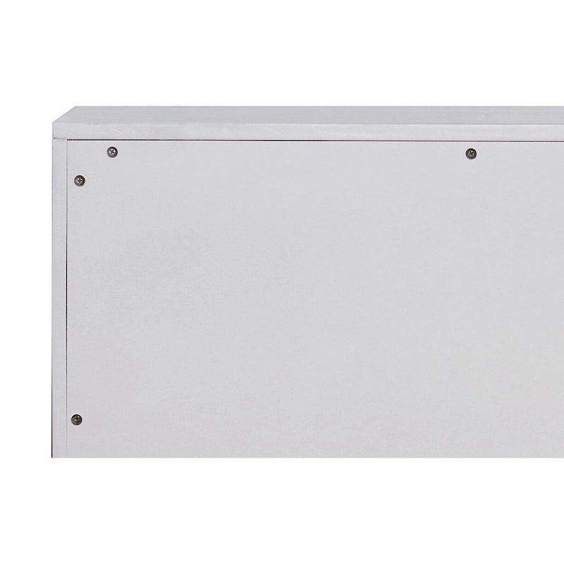 3-Drawer Console Cabinet with Decorative Panel – Metallic Silver & Champagne