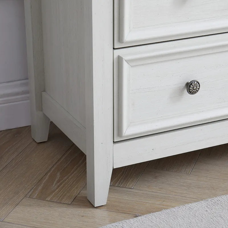 Cómoda de 5 cajones con tiradores metálicos - beige
