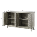 Buffet à porte en relief diamant avec pieds en bois massif - gris