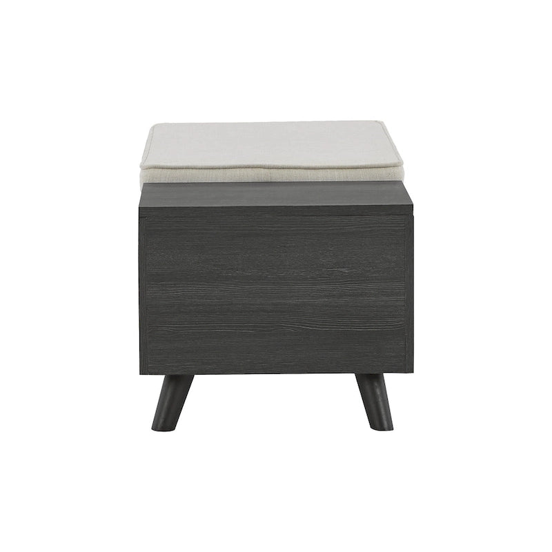 Gray Storage Bench with Removable Lids and Tapered Wood Legs