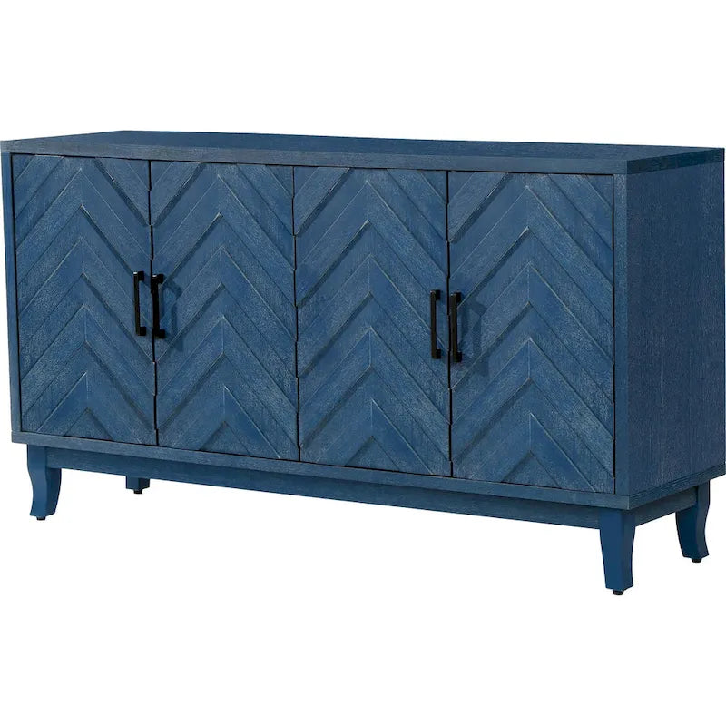 4-Door Vintage Wood Storage Cabinet with Adjustable Shelves