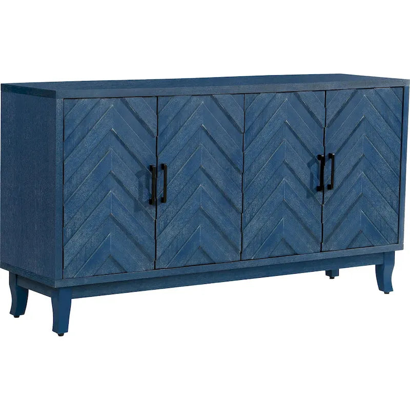 4-Door Vintage Wood Storage Cabinet with Adjustable Shelves