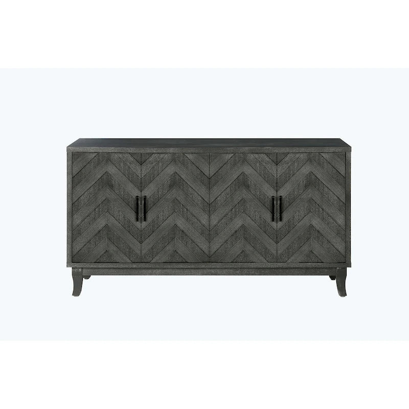 4-Door Vintage Wood Storage Cabinet with Adjustable Shelves