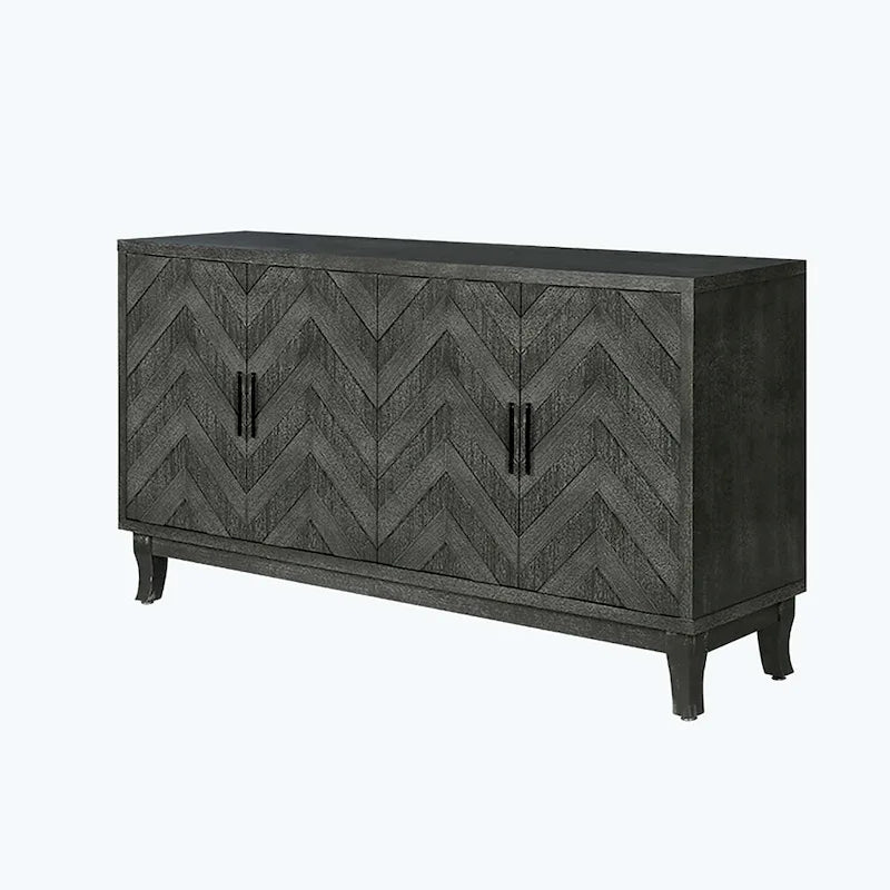 4-Door Vintage Wood Storage Cabinet with Adjustable Shelves