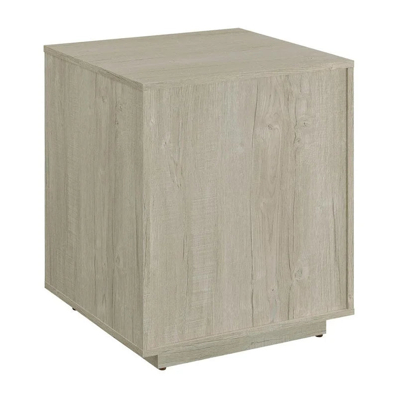 Holz-Aktenschrank mit 3 Schubladen – Weiß gekalktes Grau & Schwarz