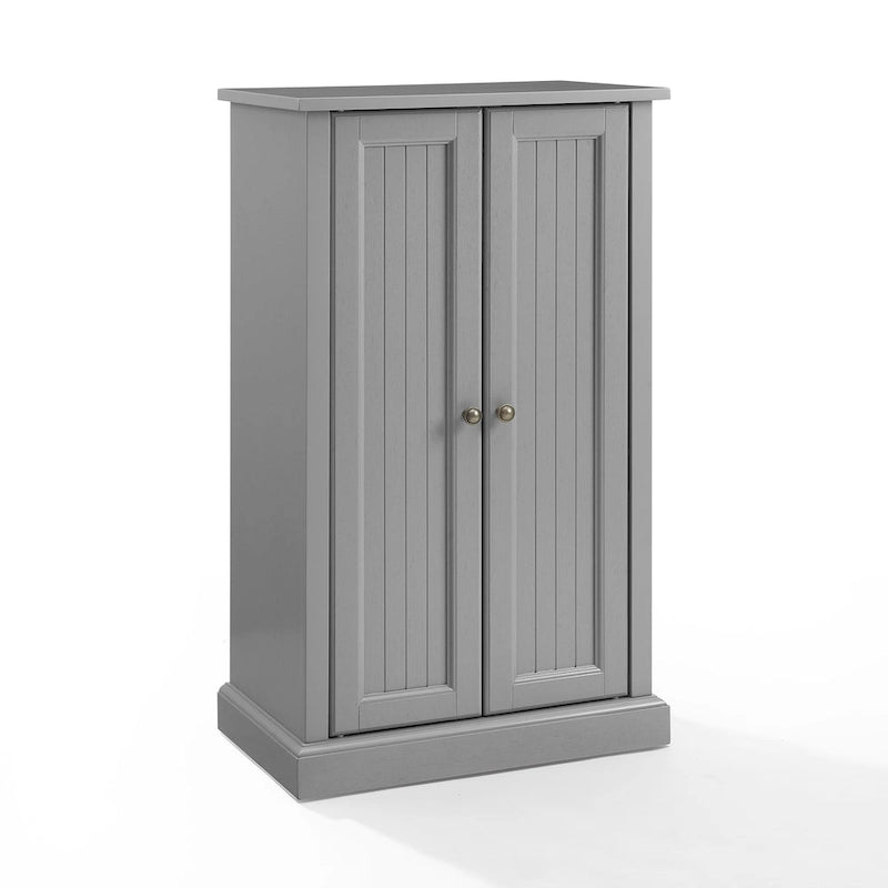Meuble d'appoint côtier à 2 portes en lambris à perles avec étagères réglables