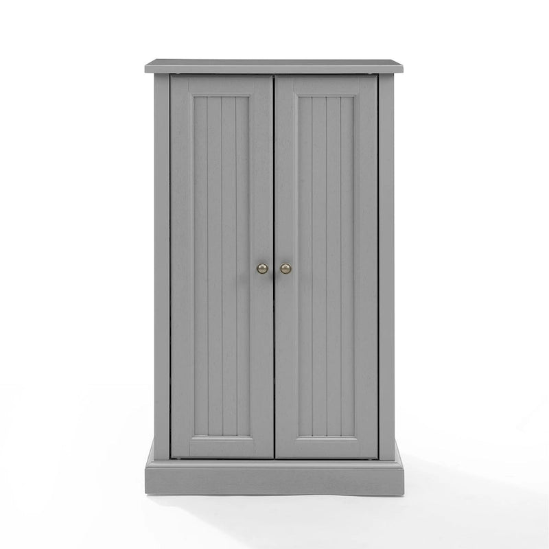 Meuble d'appoint côtier à 2 portes en lambris à perles avec étagères réglables
