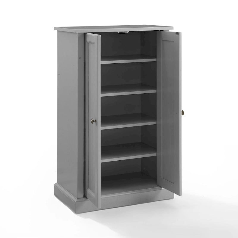 Meuble d'appoint côtier à 2 portes en lambris à perles avec étagères réglables
