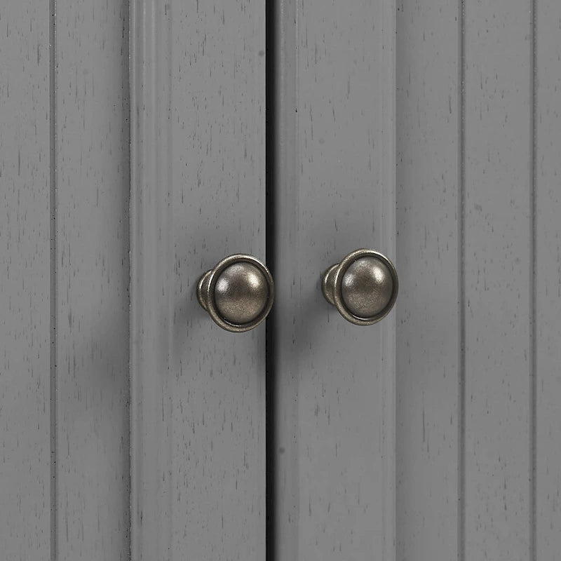 Meuble d'appoint côtier à 2 portes en lambris à perles avec étagères réglables