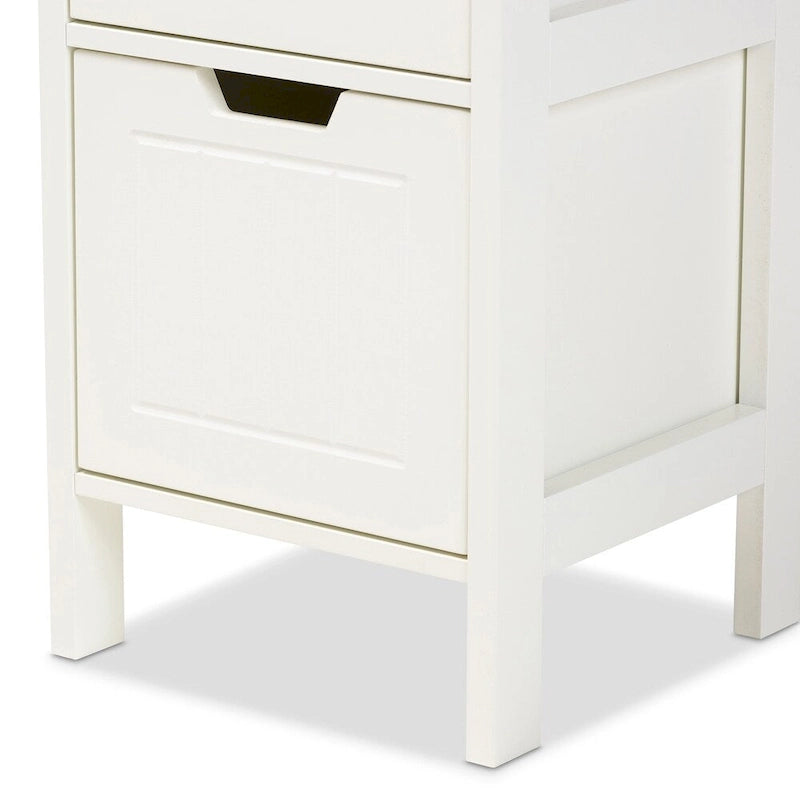 White 2-Drawer Storage Cabinet with Open Shelf
