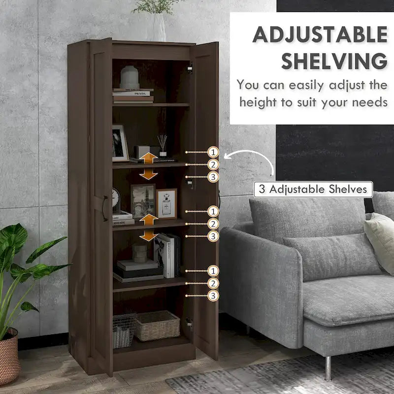 69" Tall Storage Cabinet with Soft-Close Doors and Adjustable Shelves