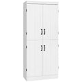Freestanding Kitchen Pantry Cabinet with 6-Tier Shelving & 4 Doors – White