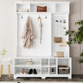 Hall Tree Entryway Organizer with Shoe Bench, Coat Hooks, Storage Shelves and Pegboard
