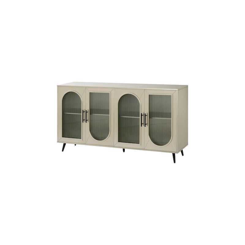 Glass Door TV Stand & Storage Sideboard with Adjustable Shelves