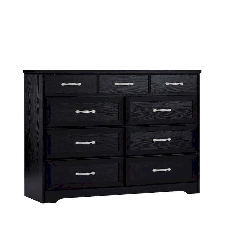 Cassettiera lunga con 9 cassetti e maniglie anticate - cassettiera contenitore
