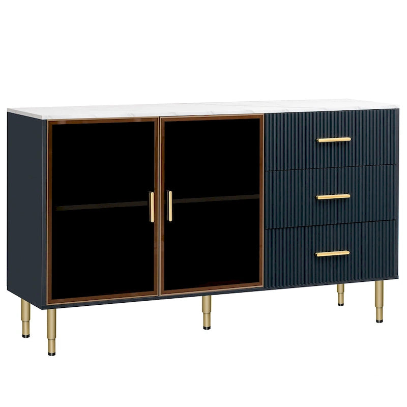 Modern Light Luxury Sideboard with Glass Doors and Drawers
