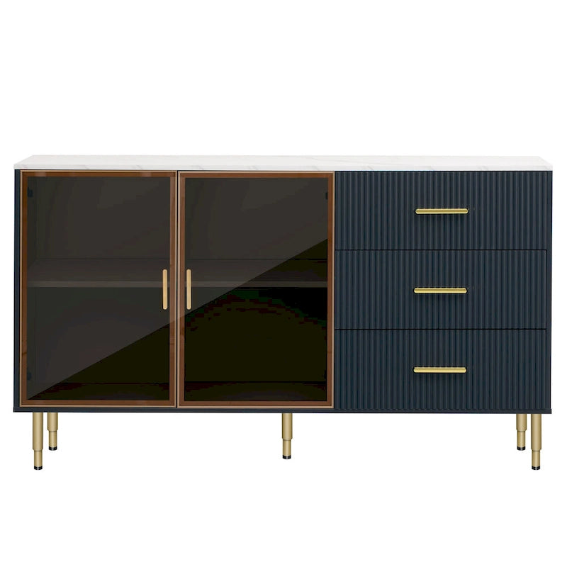 Modern Light Luxury Sideboard with Glass Doors and Drawers