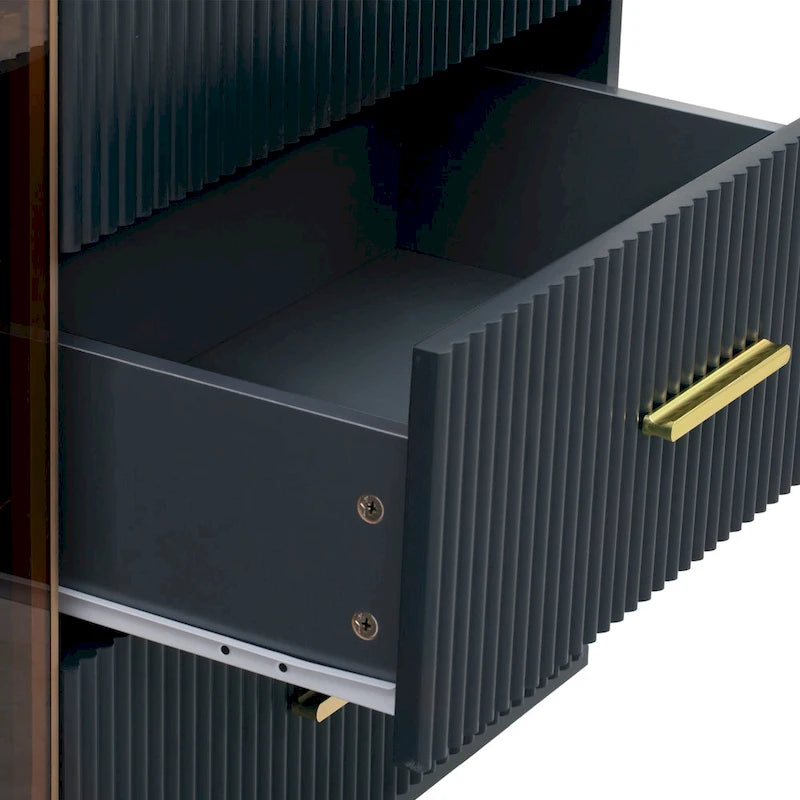 Modern Light Luxury Sideboard with Glass Doors and Drawers