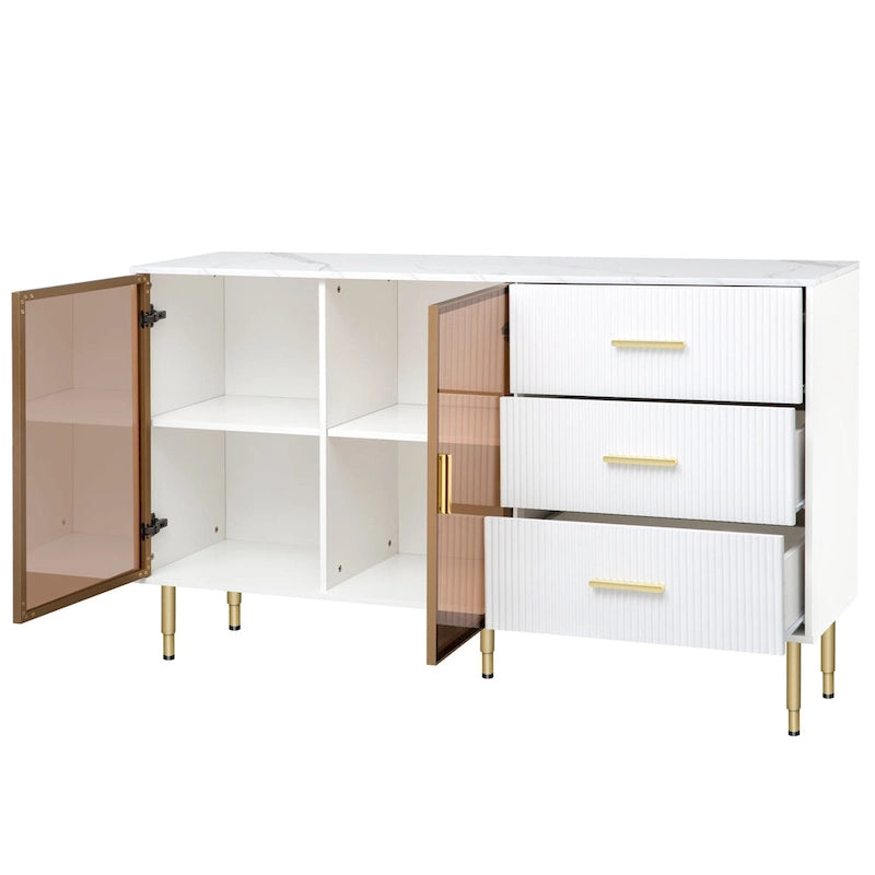 Modern Light Luxury Sideboard with Glass Doors and Drawers