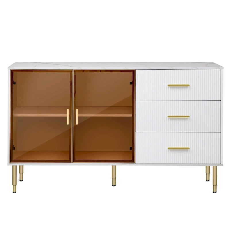 Modern Light Luxury Sideboard with Glass Doors and Drawers