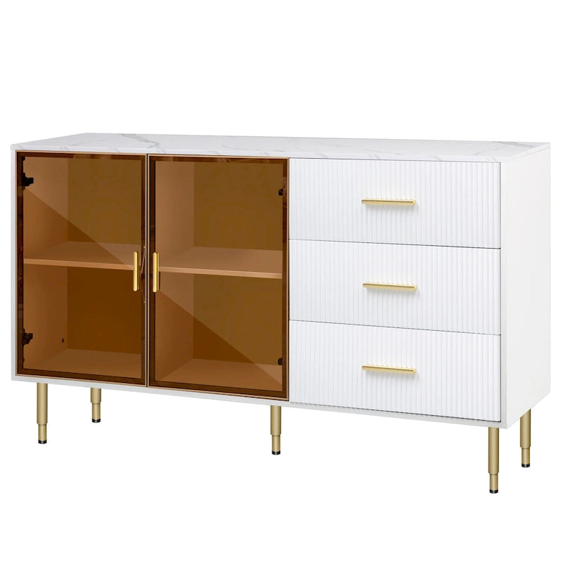 Modern Light Luxury Sideboard with Glass Doors and Drawers