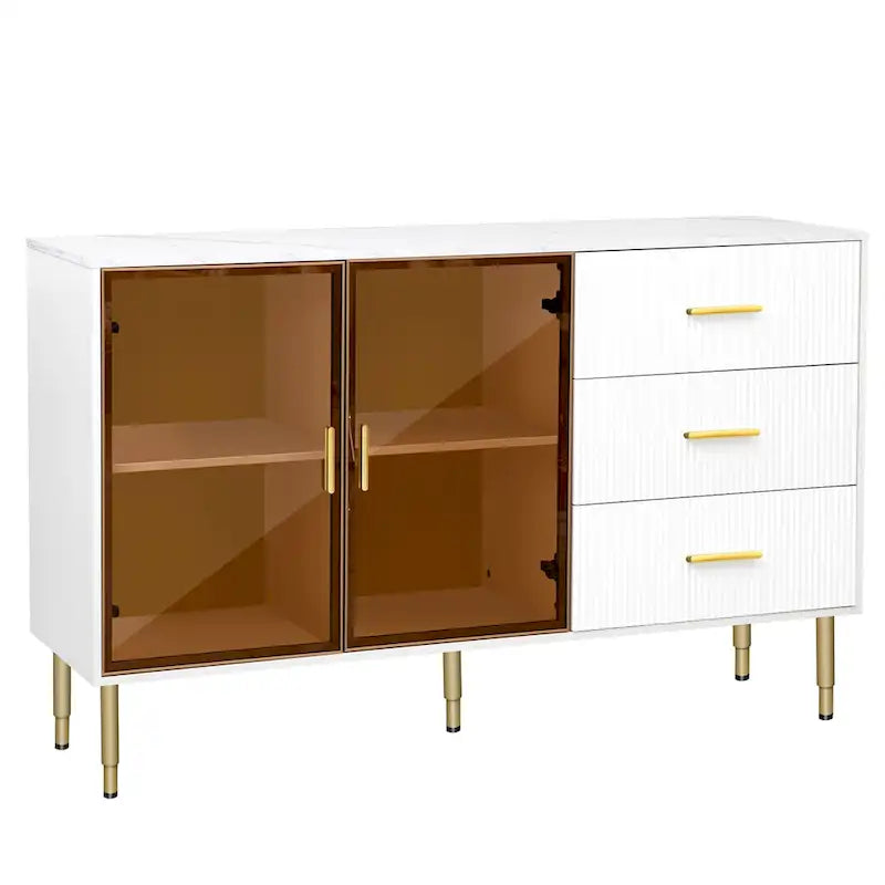 Modern Light Luxury Sideboard with Glass Doors and Drawers