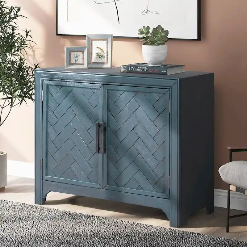 Vintage Style 2-Door Accent Cabinet with Adjustable Shelf