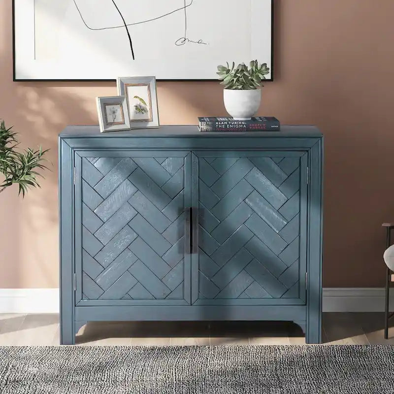 Vintage Style 2-Door Accent Cabinet with Adjustable Shelf