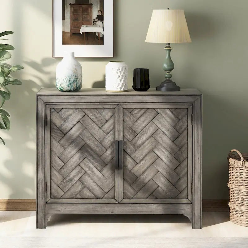 Vintage Style 2-Door Accent Cabinet with Adjustable Shelf