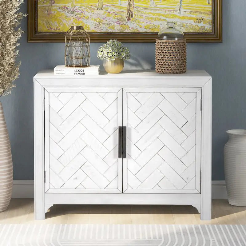 Vintage Style 2-Door Accent Cabinet with Adjustable Shelf