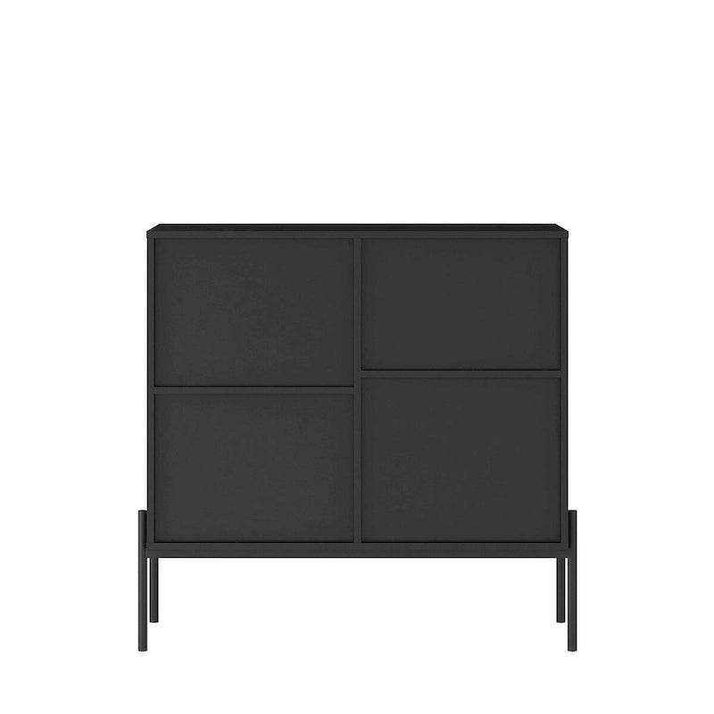 Buffet Sideboard Cabinet with Drawers, Double Door Storage and 6-Bottle Wine Rack – Black
