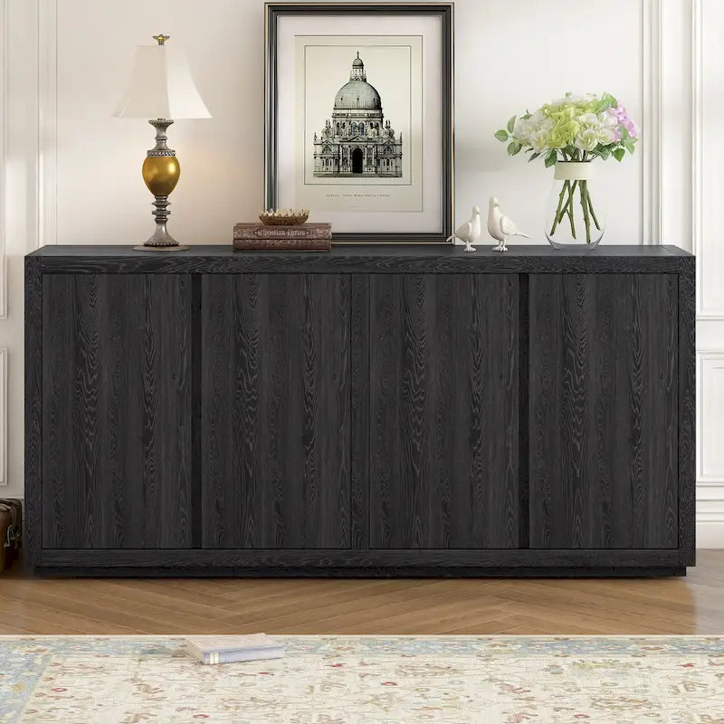 4-Door Ash Veneer Sideboard with Adjustable Shelves