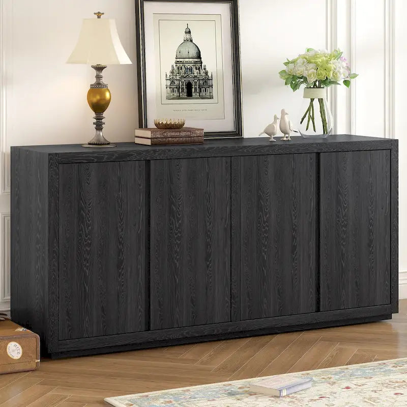 4-Door Ash Veneer Sideboard with Adjustable Shelves
