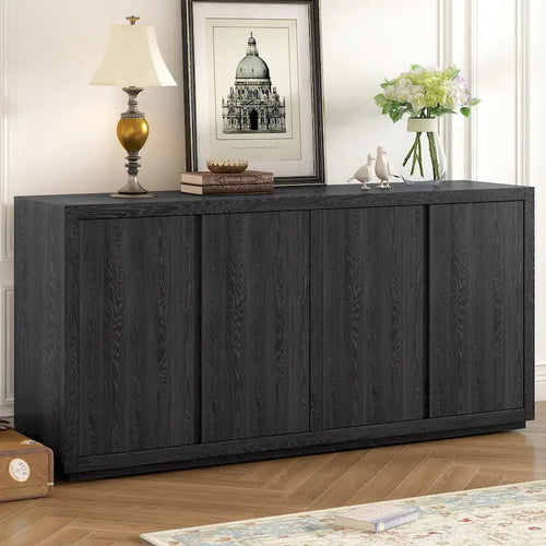 4-Door Ash Veneer Sideboard with Adjustable Shelves