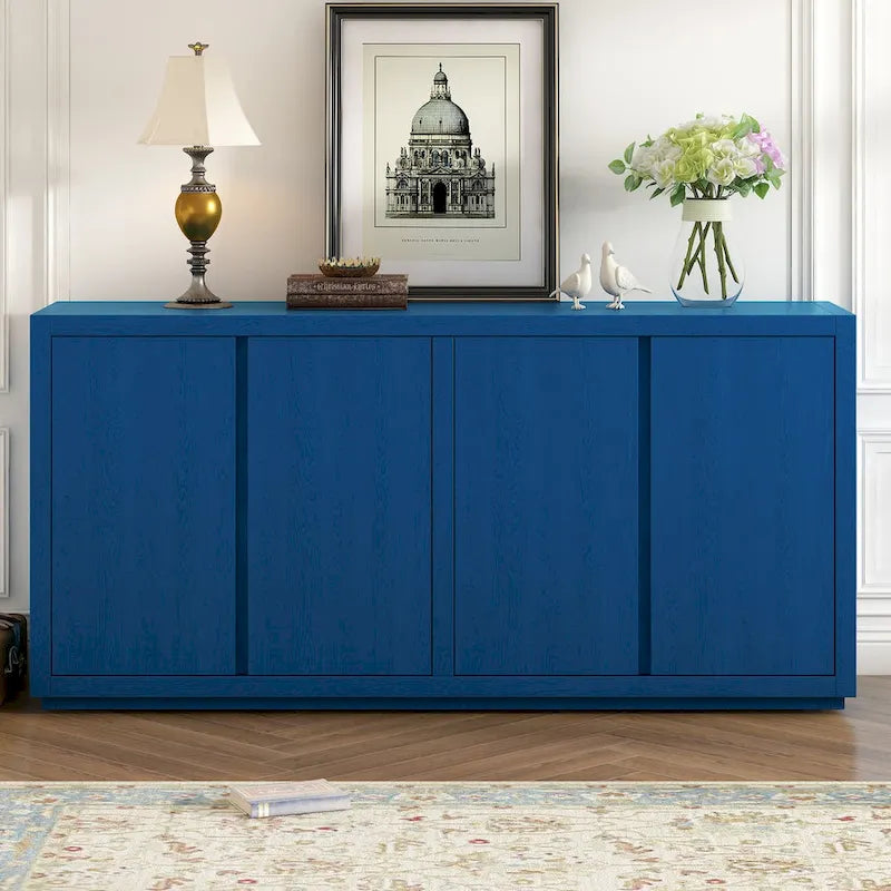 4-Door Ash Veneer Sideboard with Adjustable Shelves