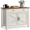 Barn Door Buffet Cabinet with Drawer & Adjustable Shelf