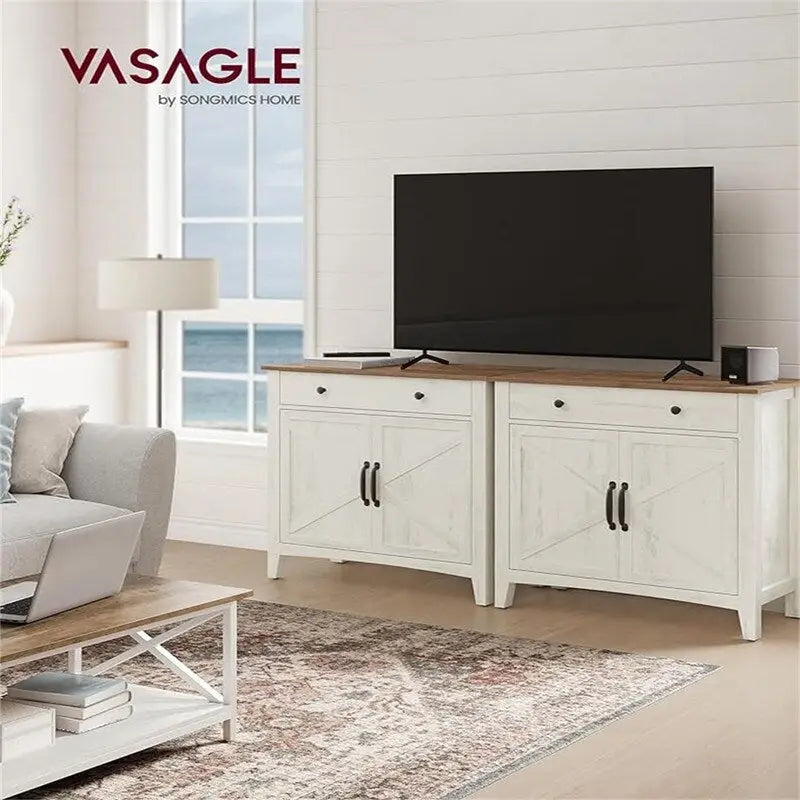 Barn Door Buffet Cabinet with Drawer & Adjustable Shelf