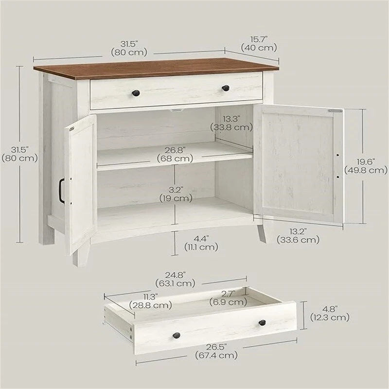 Barn Door Buffet Cabinet with Drawer & Adjustable Shelf