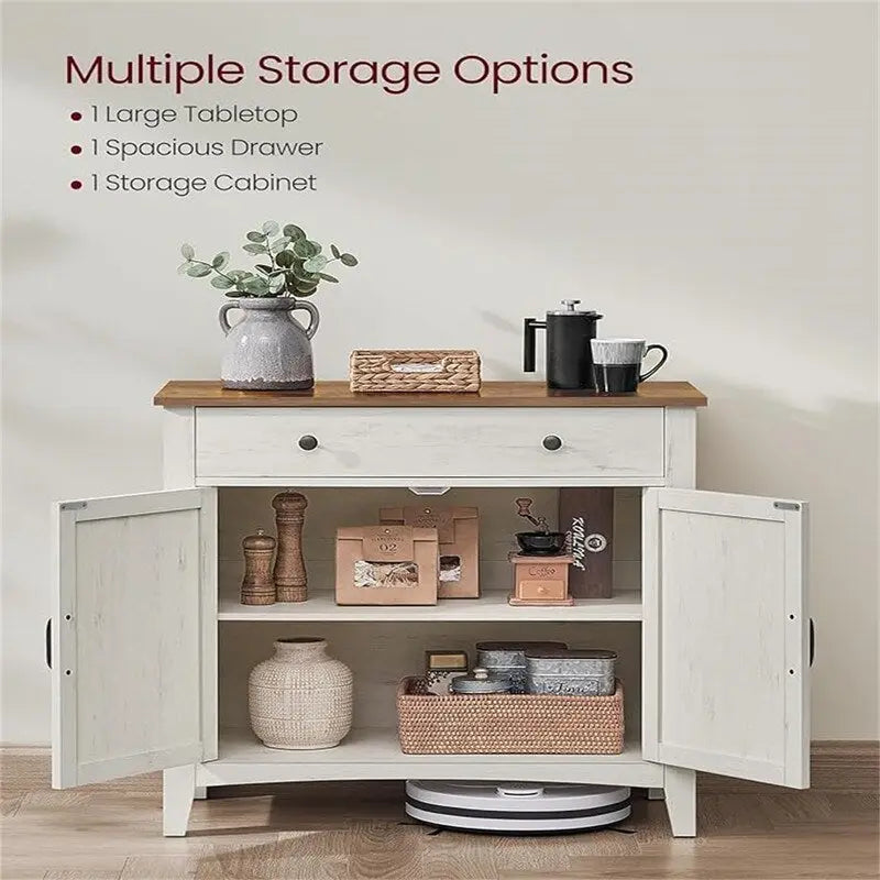 Barn Door Buffet Cabinet with Drawer & Adjustable Shelf