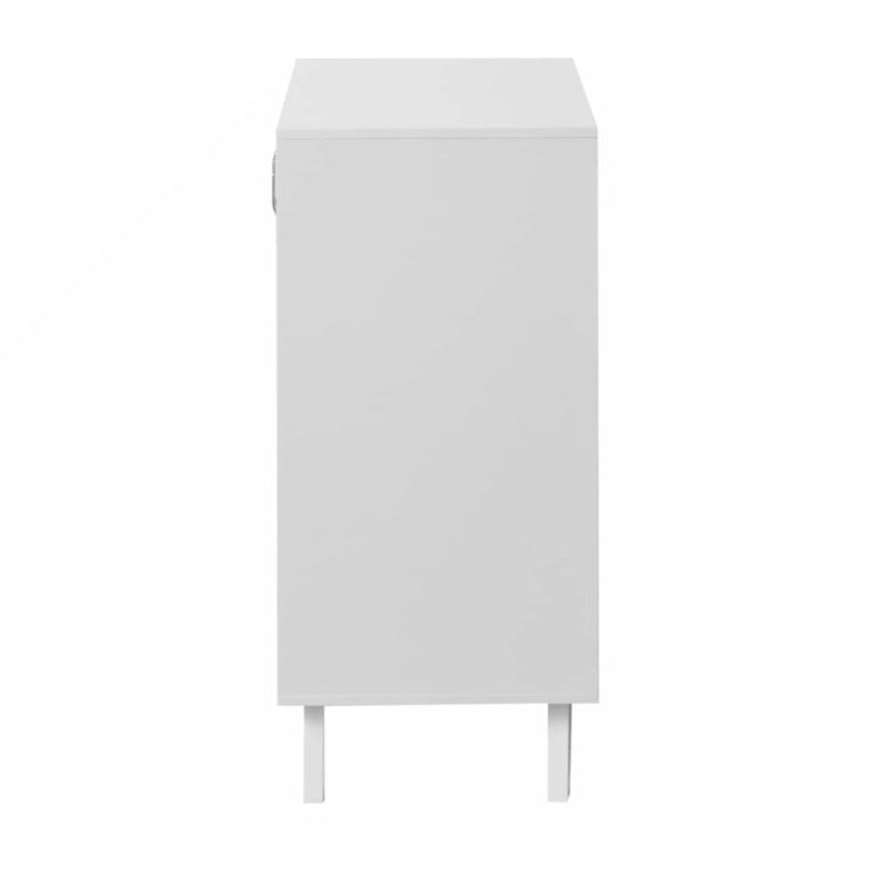 White Bathroom Storage Cabinet with 2 Glass Doors and Adjustable Shelf