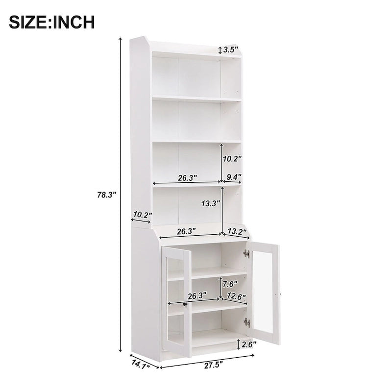 Tall Storage Cabinet with Adjustable Shelves & Acrylic Doors – White