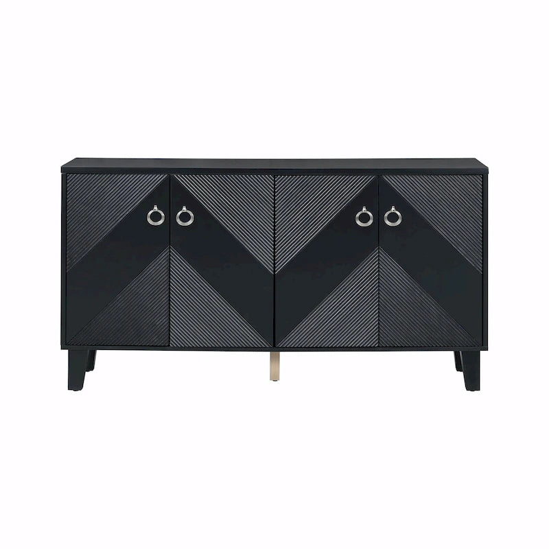 4-Door Geometric Pattern Cabinet with Adjustable Shelves