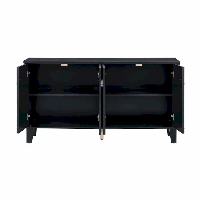 4-Door Geometric Pattern Cabinet with Adjustable Shelves