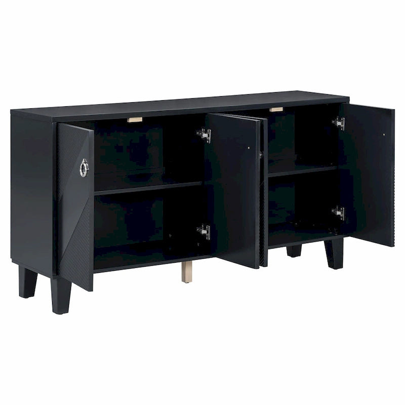 4-Door Geometric Pattern Cabinet with Adjustable Shelves