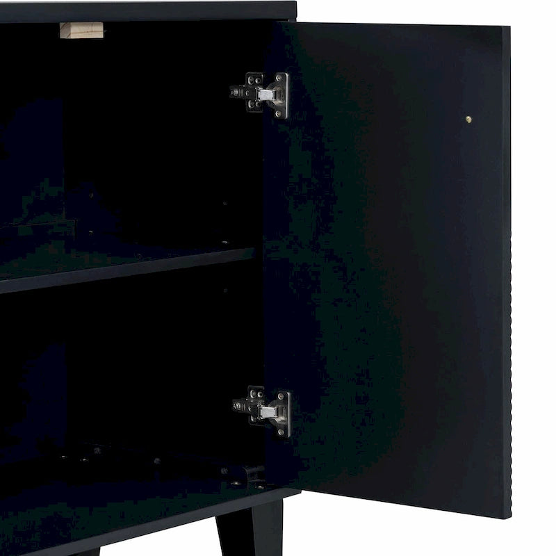 4-Door Geometric Pattern Cabinet with Adjustable Shelves