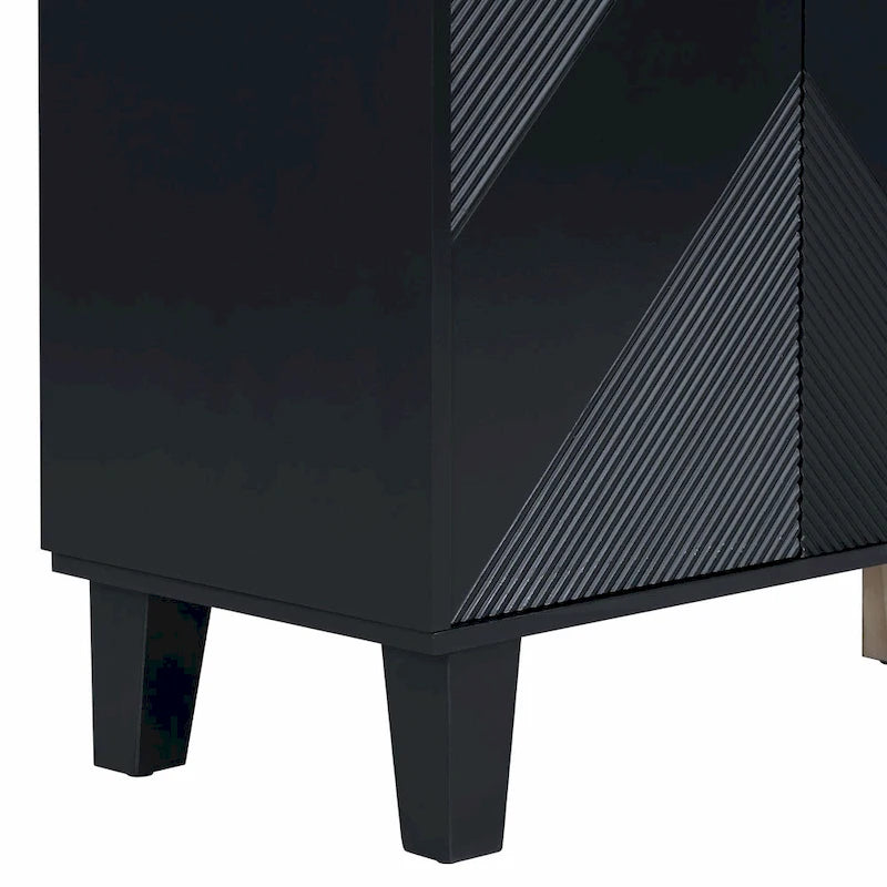 4-Door Geometric Pattern Cabinet with Adjustable Shelves